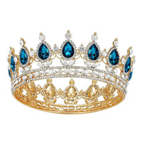 HKM-208339 Baroque Diamond Crown Headdress with Multi-Color Crystal Accents