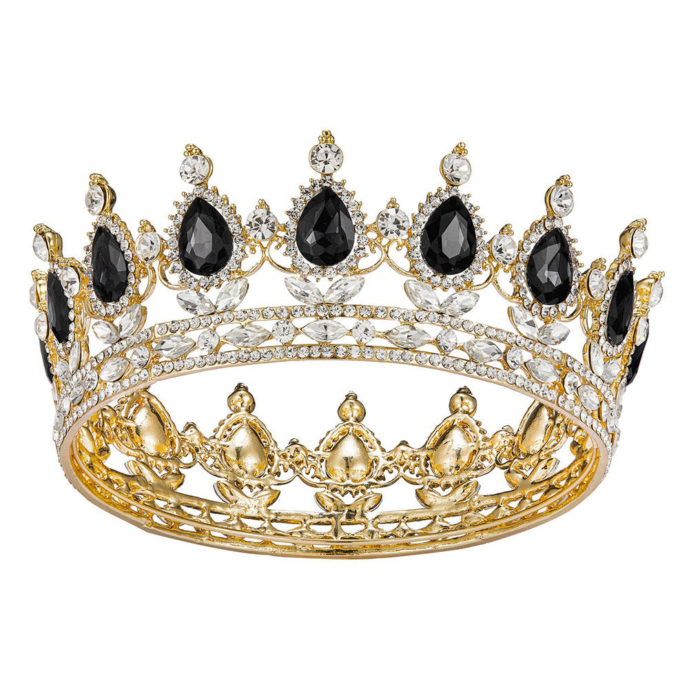 HKM-208339 Baroque Diamond Crown Headdress with Multi-Color Crystal Accents