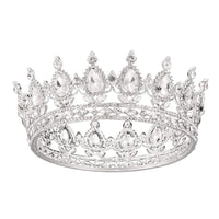 HKM-208339 Baroque Diamond Crown Headdress with Multi-Color Crystal Accents