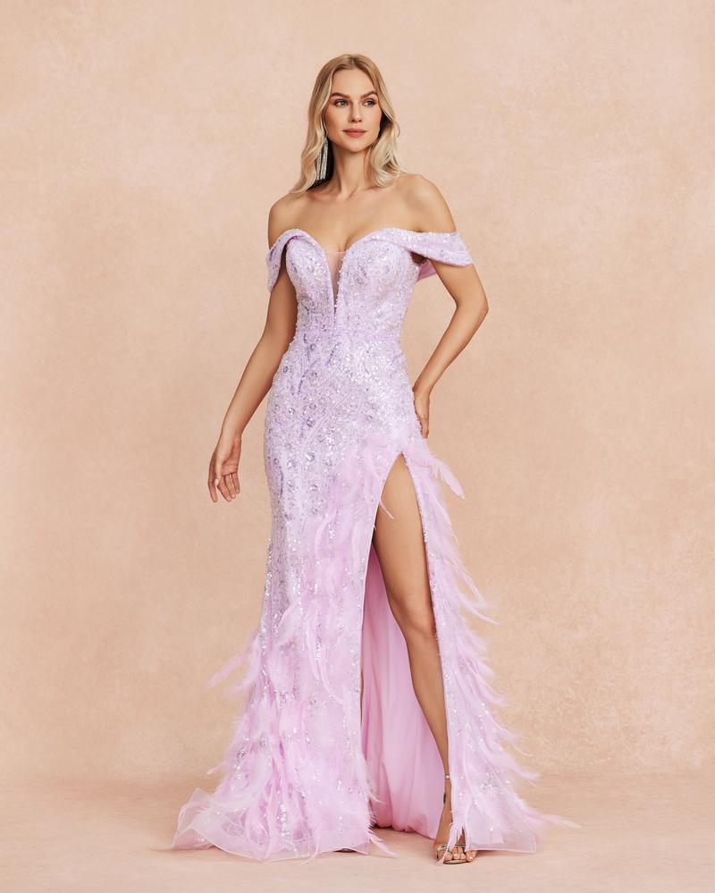 HKM-087443 Elegant Purple Evening Gown for Women, Style EZ25086