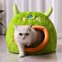 HKM-596371 Cozy Cartoon Monster Enclosed Pet Bed for Dogs and Cats - Soft and Warm for All Seasons