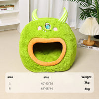 HKM-596371 Cozy Cartoon Monster Enclosed Pet Bed for Dogs and Cats - Soft and Warm for All Seasons
