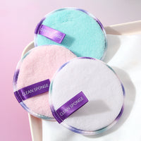 HKM-200275 Lazy Makeup Remover Wipes - Soft Reusable Fiber/Sponge Pads, Set of 3