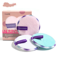 HKM-200275 Lazy Makeup Remover Wipes - Soft Reusable Fiber/Sponge Pads, Set of 3