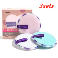 HKM-200275 Lazy Makeup Remover Wipes - Soft Reusable Fiber/Sponge Pads, Set of 3