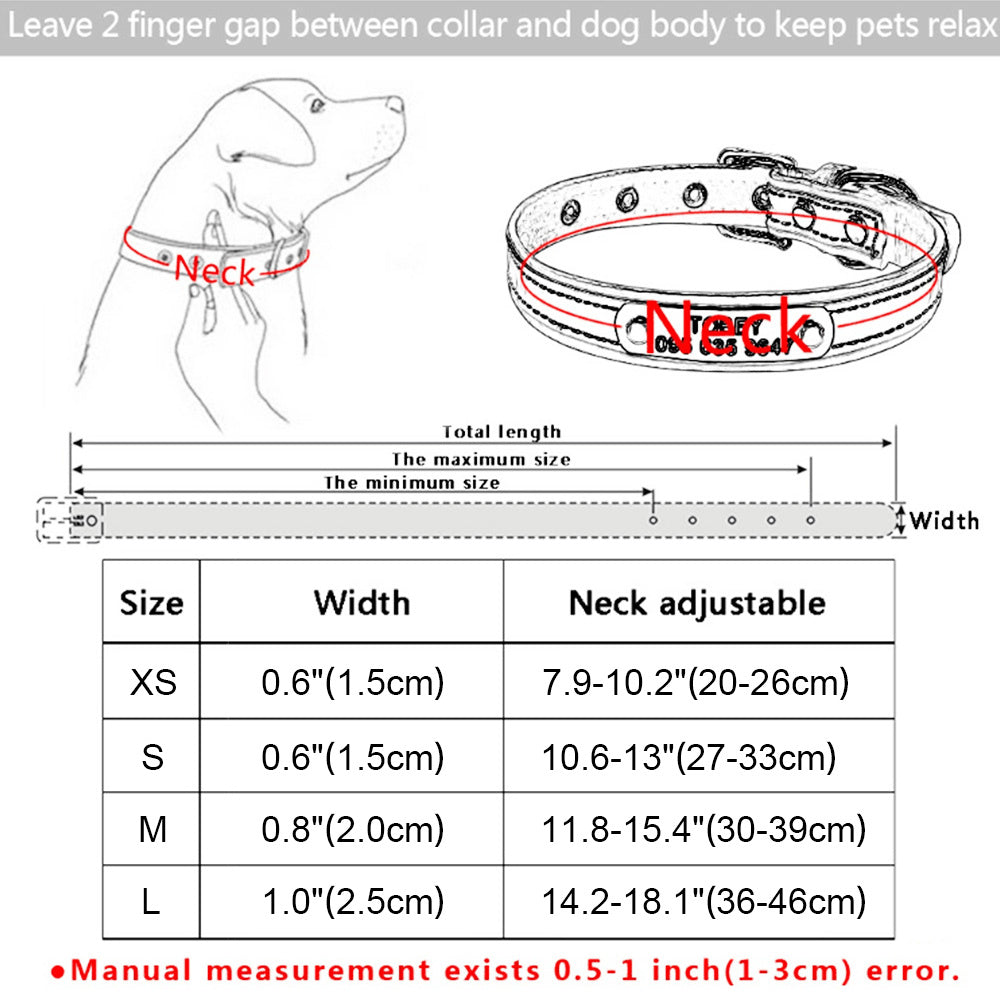 HKM-293587 Personalized PU Leather Dog Collar with Zinc Alloy Accents - Adjustable Sizes XS to L
