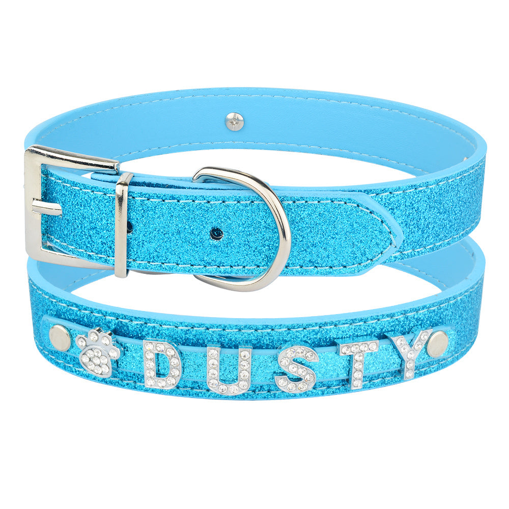 HKM-293587 Personalized PU Leather Dog Collar with Zinc Alloy Accents - Adjustable Sizes XS to L