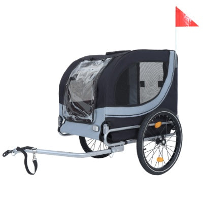 HKM-630611 Large Folding Bike Trailer for Dogs - 120LB Capacity All-Terrain Pet Carrier with Durable Steel Frame, Perfect for Cycling, Jogging, and Camping Activities