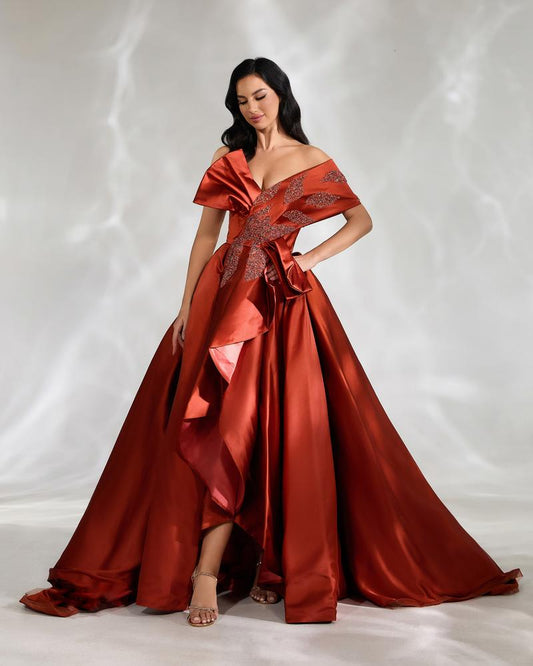 HKM-824147 Elegant Brown Dress for Women - Model EZ25049