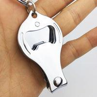 HKM-984467 Carbon Steel Plating Nail Clipper with Bottle Opener and Key Ring, 90x32mm