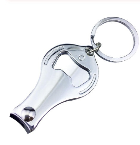 HKM-984467 Carbon Steel Plating Nail Clipper with Bottle Opener and Key Ring, 90x32mm