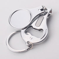 HKM-984467 Carbon Steel Plating Nail Clipper with Bottle Opener and Key Ring, 90x32mm