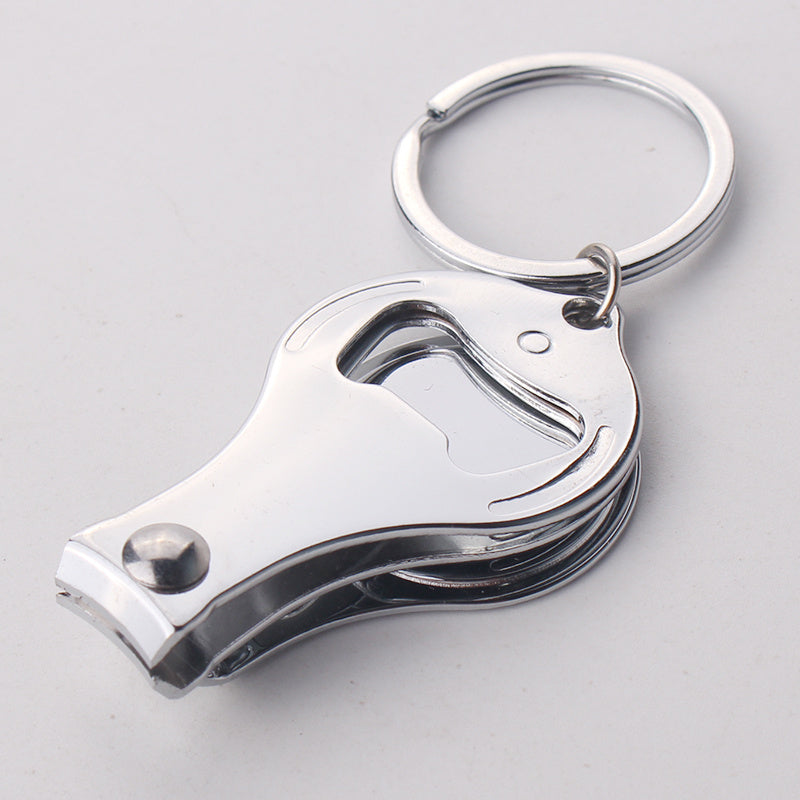 HKM-984467 Carbon Steel Plating Nail Clipper with Bottle Opener and Key Ring, 90x32mm