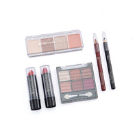 HKM-485779 Versatile Makeup Set with Eyeshadow Palette, Lipstick, Concealer, and Brush