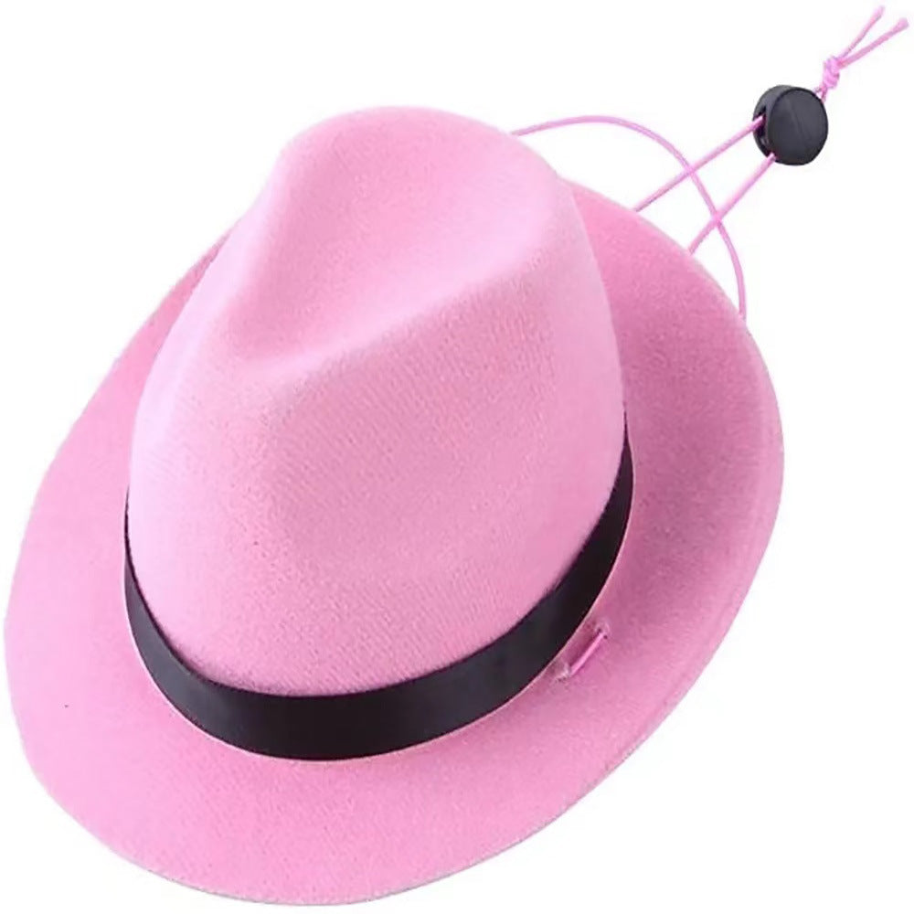 HKM-669523 Mini Pet Hat - Sunproof Woolen/Felt in Pink, Black, Brown, Red for Year-Round Celebrations