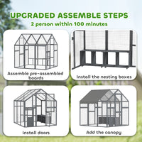 HKM-662227 Large Wooden Chicken Run for 6-8 Chickens with Waterproof and UV-Resistant Cover, Easy Assembly, 33 Sq Ft Space