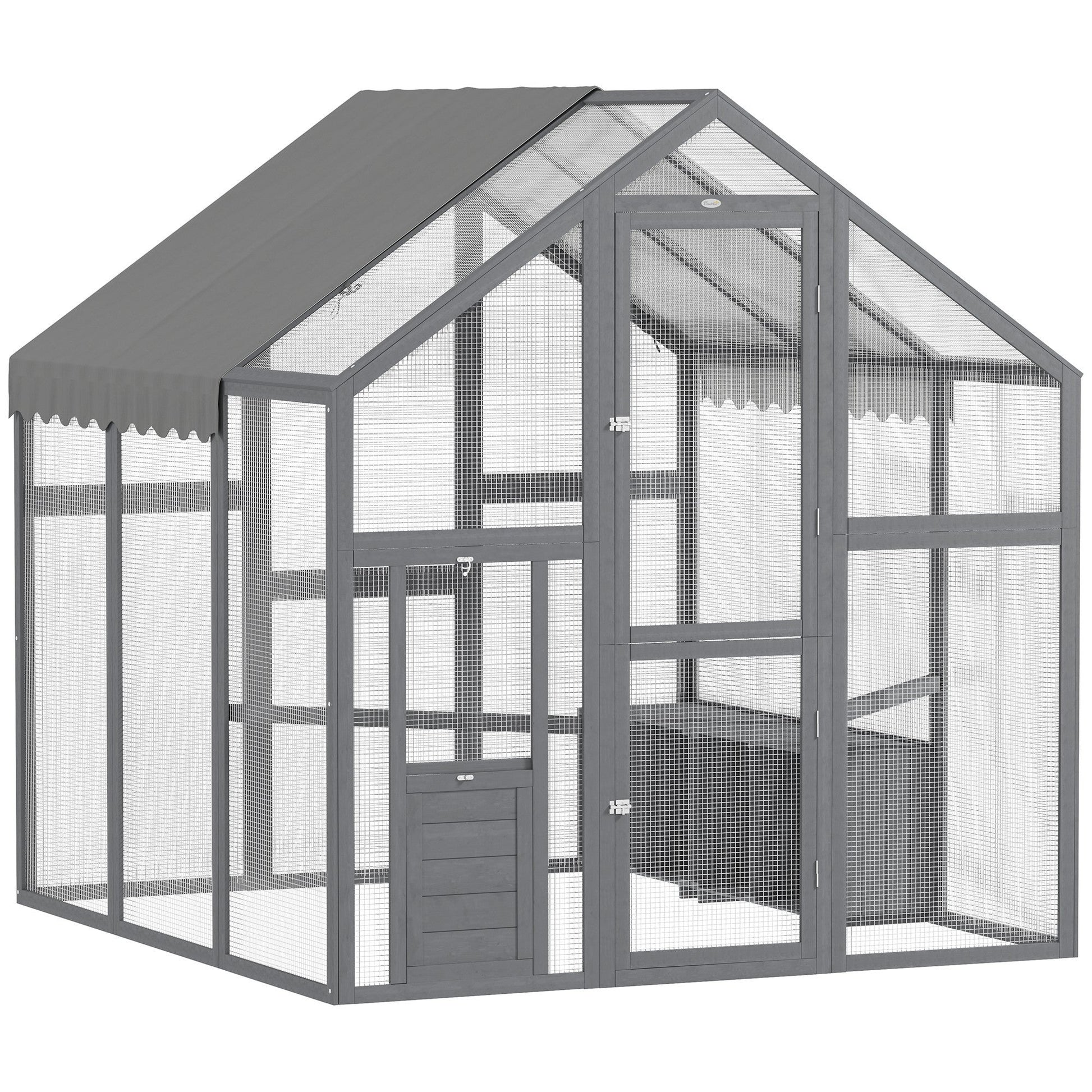 HKM-662227 Large Wooden Chicken Run for 6-8 Chickens with Waterproof and UV-Resistant Cover, Easy Assembly, 33 Sq Ft Space