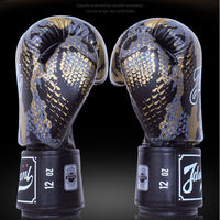 HKM-672019 Mad Python Boxing Gloves - PU Leather, 8oz/10oz/12oz/14oz - Black/White/Red - Ideal for Fighting, Boxing, Sanshou, Muay Thai