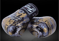 HKM-672019 Mad Python Boxing Gloves - PU Leather, 8oz/10oz/12oz/14oz - Black/White/Red - Ideal for Fighting, Boxing, Sanshou, Muay Thai
