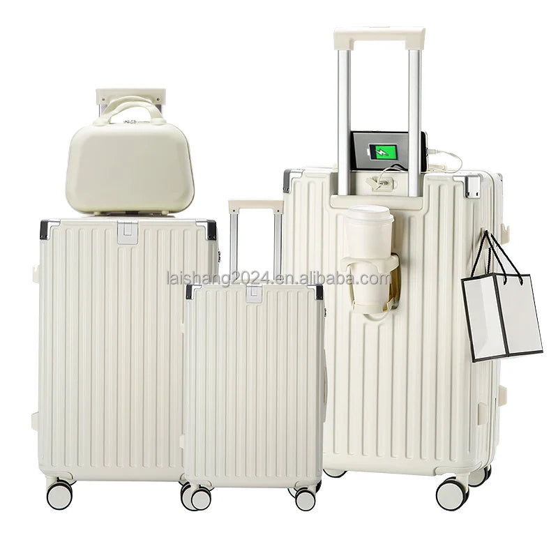 KTX-933651 Lightweight 4-Piece Soft Shell Wheeled Luggage Set for Travel