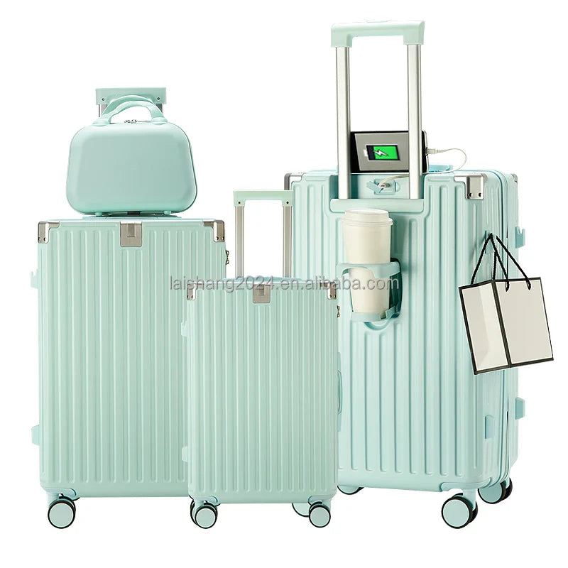 KTX-933651 Lightweight 4-Piece Soft Shell Wheeled Luggage Set for Travel