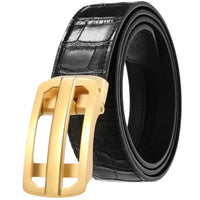 HKM-407379 Men's Stainless Steel Automatic Buckle Belt - Steel Buckle Design, Adjustable Fit
