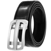HKM-407379 Men's Stainless Steel Automatic Buckle Belt - Steel Buckle Design, Adjustable Fit