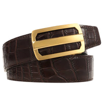 HKM-407379 Men's Stainless Steel Automatic Buckle Belt - Steel Buckle Design, Adjustable Fit