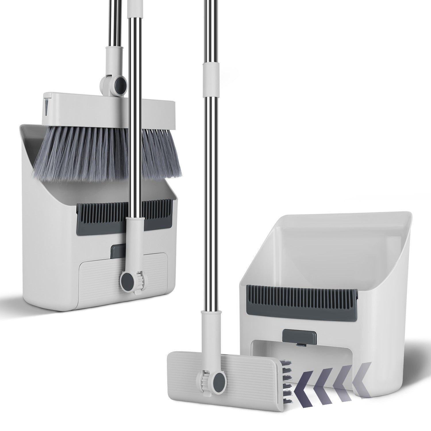HKM-087059 4-in-1 Broom and Dustpan Set with Adjustable Stainless Steel Handle for Home and Office Cleaning
