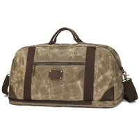 HKM-022931 Retro Canvas Travel Bag with Leather Accents - Large Capacity Crossbody Handbag for Adventurers