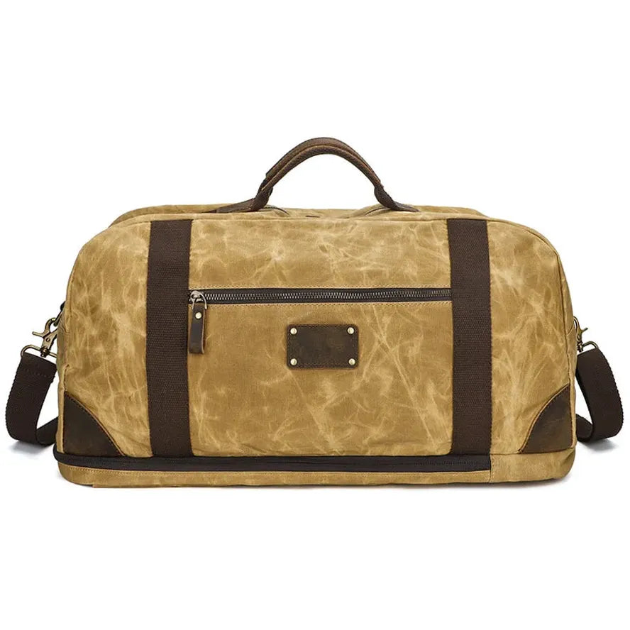 HKM-022931 Retro Canvas Travel Bag with Leather Accents - Large Capacity Crossbody Handbag for Adventurers