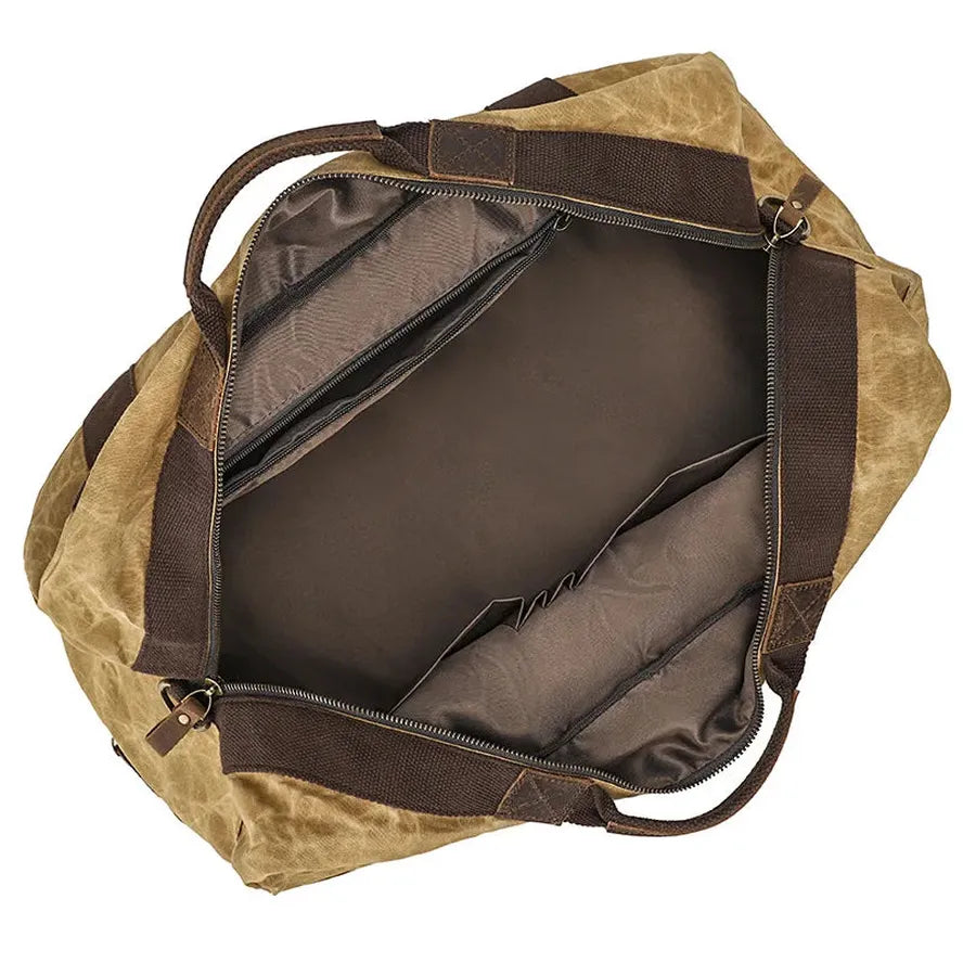 HKM-022931 Retro Canvas Travel Bag with Leather Accents - Large Capacity Crossbody Handbag for Adventurers