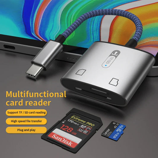 KTX-674323 2 in 1 USB-C to SD and TF Card Reader for Android Devices, Plug and Play Compatibility