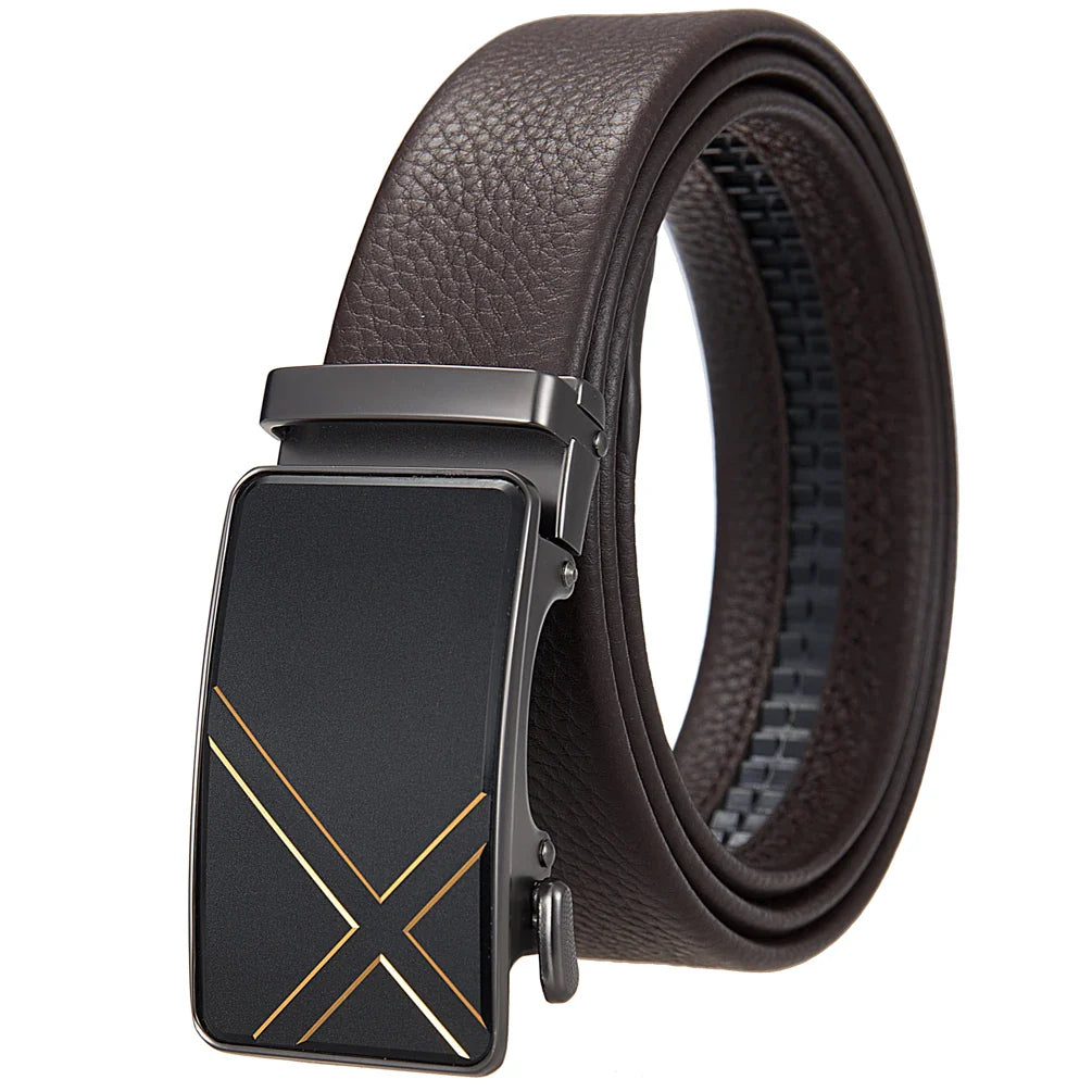 HKM-585875 Men's Simple Automatic Buckle First Layer Leather Belt - Model LY36-25635-5