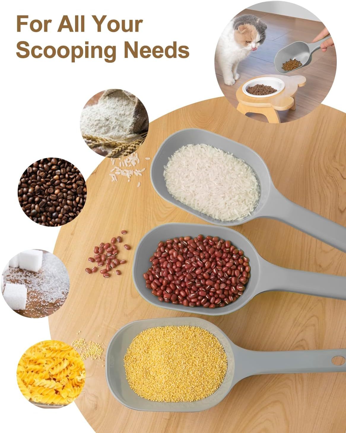 HKM-679379 Pet Food Scoop with Measurement Lines - 1 Cup Capacity, BPA-Free, Dishwasher Safe, Made with 25% Recycled Plastic