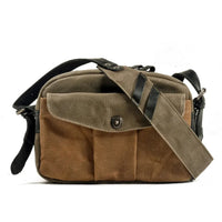 HKM-466323 Vintage Canvas and Leather Messenger Bag for DSLR and Laptop, Waterproof Photography Crossbody Bag