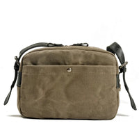 HKM-466323 Vintage Canvas and Leather Messenger Bag for DSLR and Laptop, Waterproof Photography Crossbody Bag