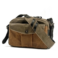 HKM-466323 Vintage Canvas and Leather Messenger Bag for DSLR and Laptop, Waterproof Photography Crossbody Bag