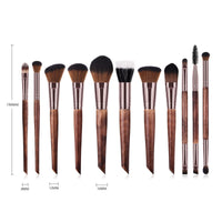 HKM-774099 11-Piece Makeup Brush Set with Wooden Handles and Man-Made Fiber Bristles