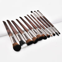 HKM-774099 11-Piece Makeup Brush Set with Wooden Handles and Man-Made Fiber Bristles