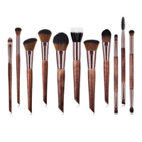 HKM-774099 11-Piece Makeup Brush Set with Wooden Handles and Man-Made Fiber Bristles