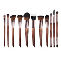 HKM-774099 11-Piece Makeup Brush Set with Wooden Handles and Man-Made Fiber Bristles
