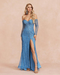 HKM-888531 Elegant Blue Evening Gown for Women - Style EZ25005