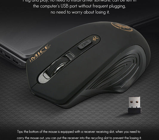 KTX-035539 Silent Wireless Optical Mouse with 4 Buttons and Adjustable DPI for Office and Gaming