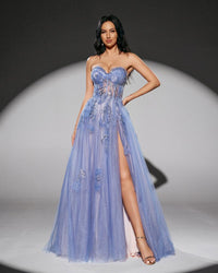 HKM-418579 Elegant Blue Evening Dress for Ladies - Model EZ25170