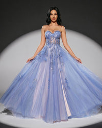 HKM-418579 Elegant Blue Evening Dress for Ladies - Model EZ25170