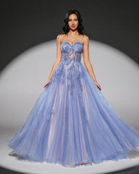 HKM-418579 Elegant Blue Evening Dress for Ladies - Model EZ25170