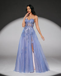 HKM-418579 Elegant Blue Evening Dress for Ladies - Model EZ25170