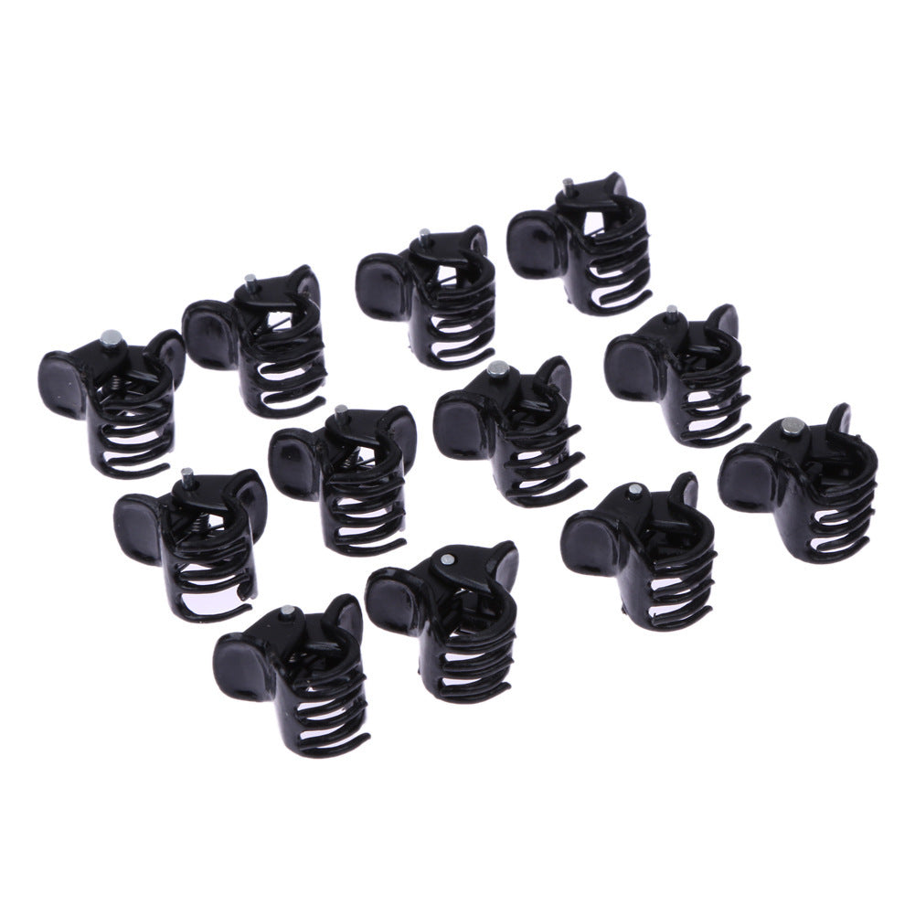 HKM-148563 Elegant Black Coffee Small Hairpins for Female Headdresses – 12 Pack