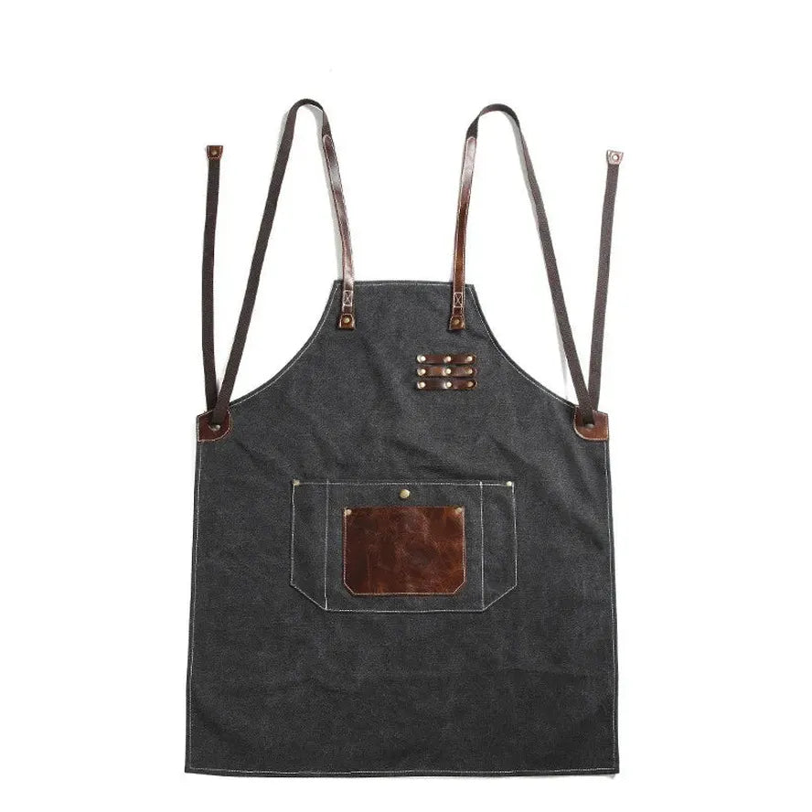 KTX-618963 Adjustable Cross Strap Multi-Purpose Canvas Apron with Tool Pocket for Gardening and Cooking